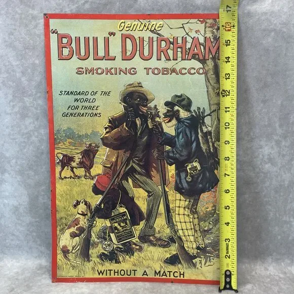 Blackwell's Bull Durham Smoking Tobacco Metal Tin Sign Raised Relief 11" x 16"